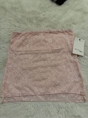 Electric Family Soft Pink Lace Strapless Bandeau Top